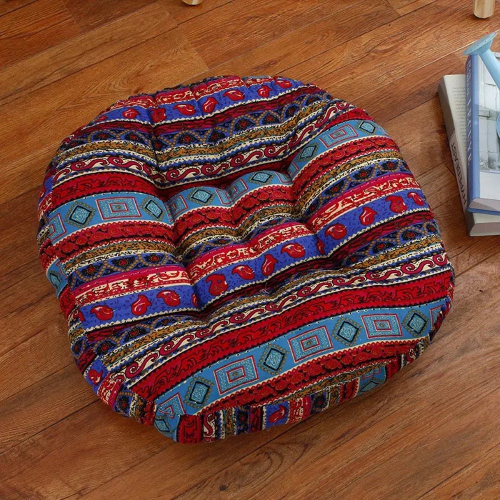Virelle Maison - Coussin rond en coton épais, imprimé floral bohème | Virelle Maison