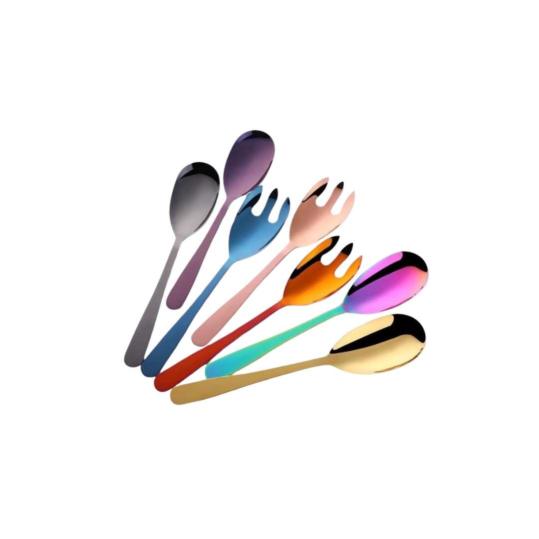 Virelle Maison - Cuillères de service en acier inoxydable brossé – Lot de 2 | Virelle Maison