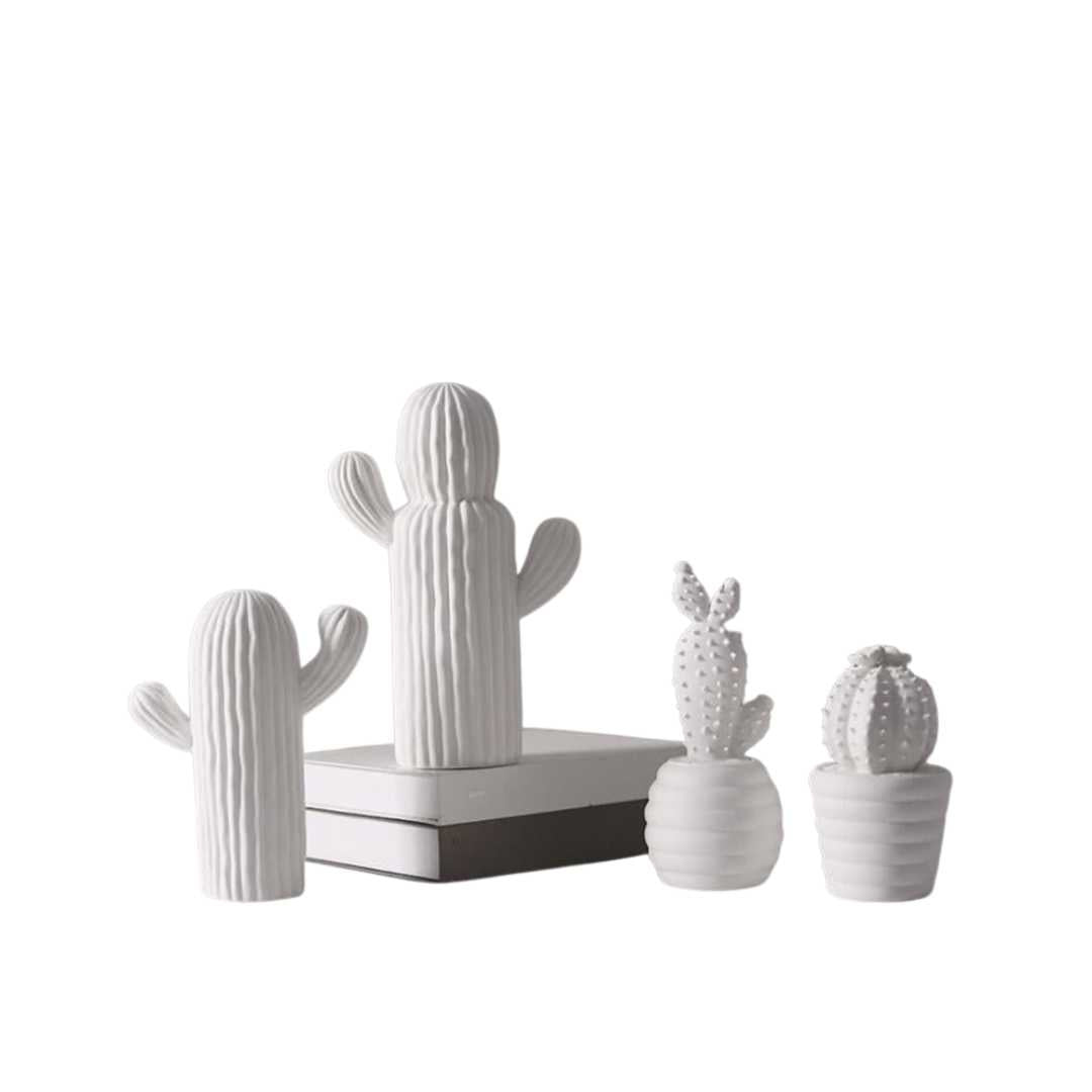 Virelle Maison - Décoration cactus en porcelaine blanche texturée | Virelle Maison