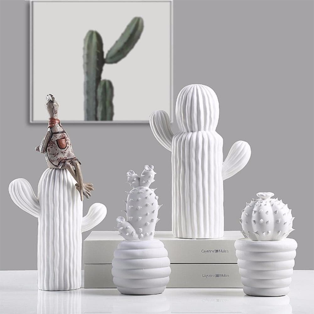 Virelle Maison - Décoration cactus en porcelaine blanche texturée | Virelle Maison