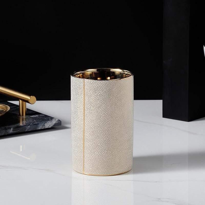 Virelle Maison - Ensemble accessoires salle de bain céramique bords dorés | Virelle Maison