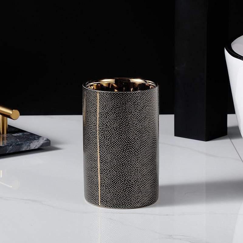 Virelle Maison - Ensemble accessoires salle de bain céramique bords dorés | Virelle Maison