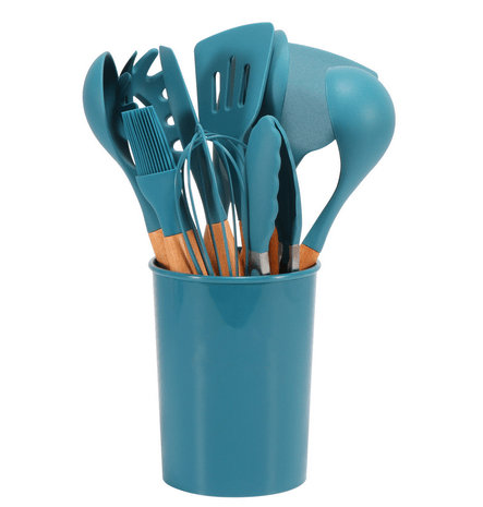 Virelle Maison - Ensemble ustensiles cuisine 12 pièces en silicone et bambou | Virelle Maison