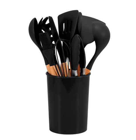 Virelle Maison - Ensemble ustensiles cuisine 12 pièces en silicone et bambou | Virelle Maison