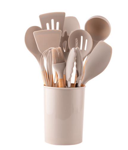 Virelle Maison - Ensemble ustensiles cuisine 12 pièces en silicone et bambou | Virelle Maison
