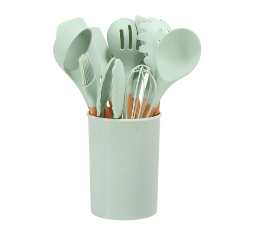 Virelle Maison - Ensemble ustensiles cuisine 12 pièces en silicone et bambou | Virelle Maison