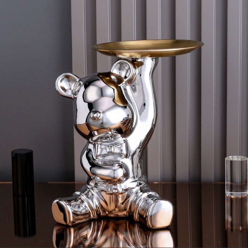 Virelle Maison - Étagère multifonctionnelle en métal galvanisé avec figurine ours | Virelle Maison