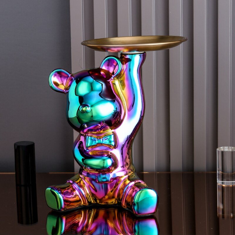 Virelle Maison - Étagère multifonctionnelle en métal galvanisé avec figurine ours | Virelle Maison