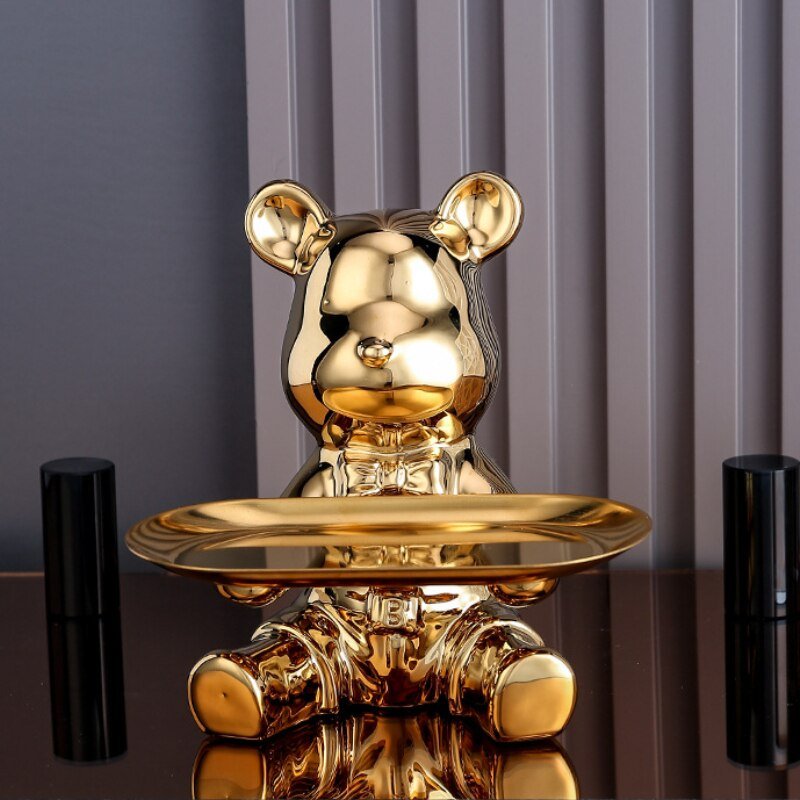 Virelle Maison - Étagère multifonctionnelle en métal galvanisé avec figurine ours | Virelle Maison