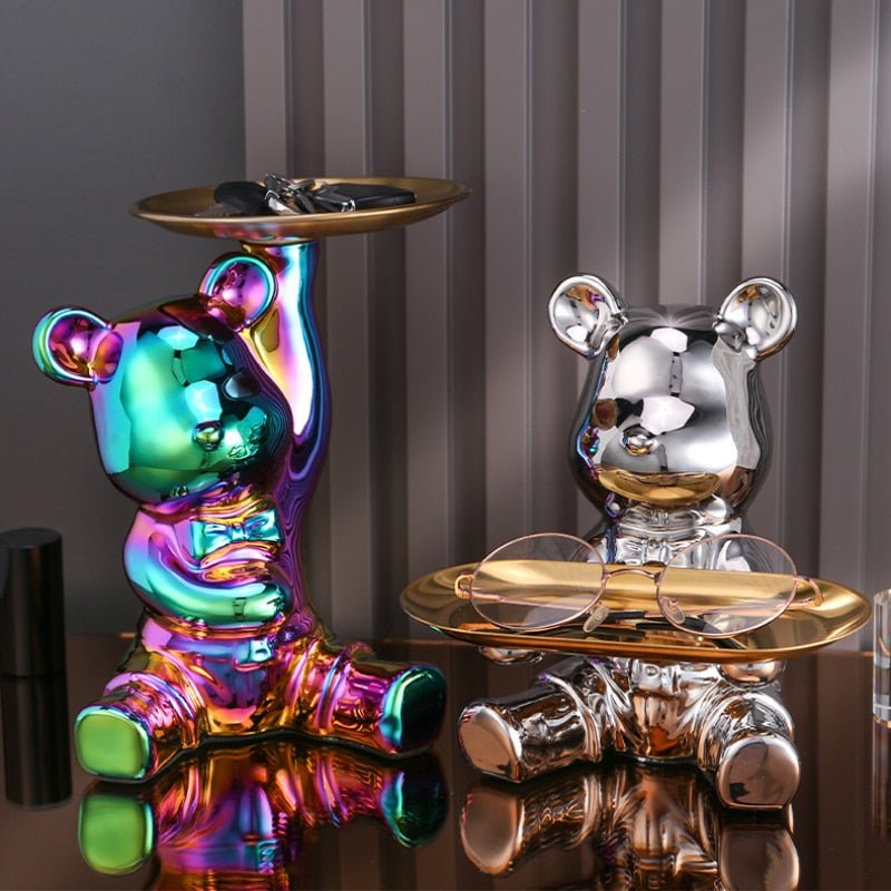 Virelle Maison - Étagère multifonctionnelle en métal galvanisé avec figurine ours | Virelle Maison