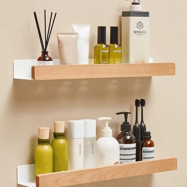 Virelle Maison - Étagère murale de salle de bain en bois massif | Virelle Maison