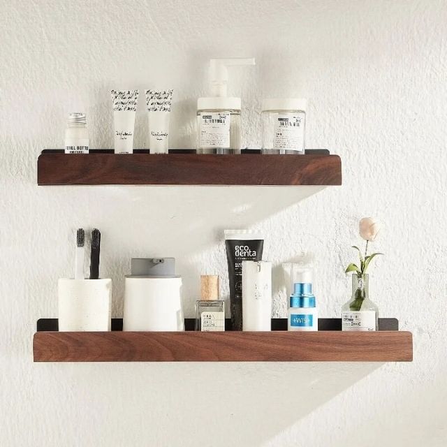 Virelle Maison - Étagère murale de salle de bain en bois massif | Virelle Maison