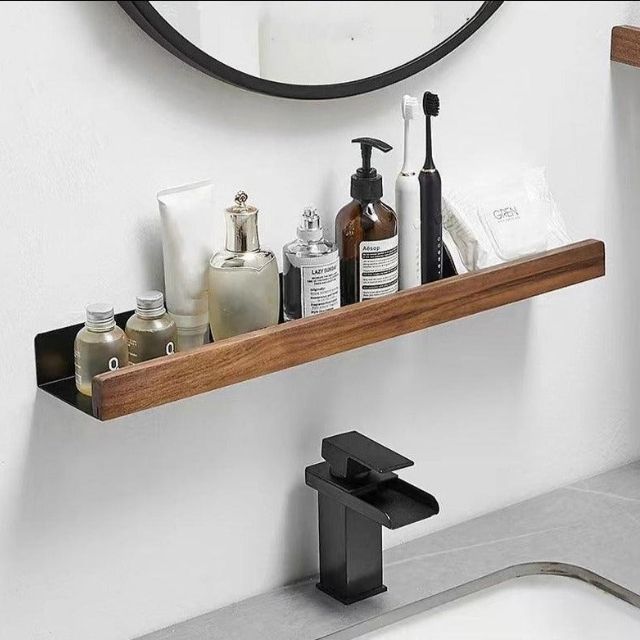 Virelle Maison - Étagère murale de salle de bain en bois massif | Virelle Maison
