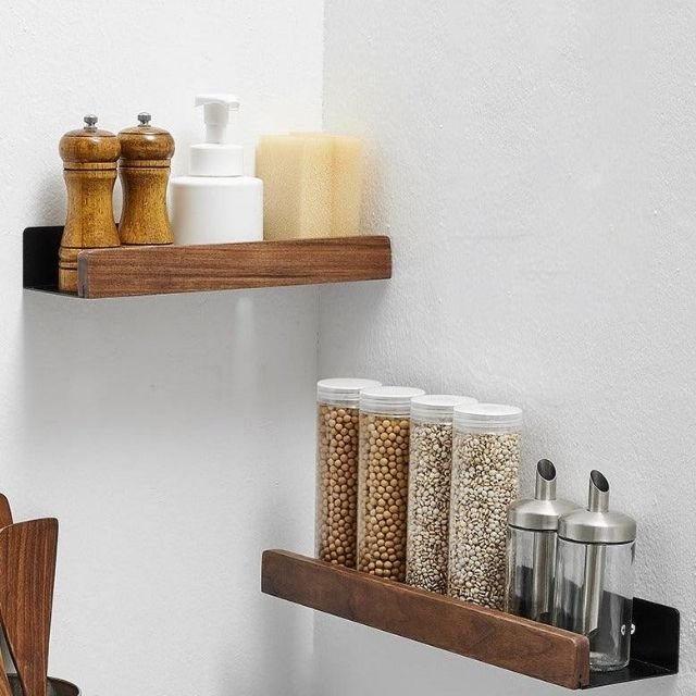 Virelle Maison - Étagère murale de salle de bain en bois massif | Virelle Maison