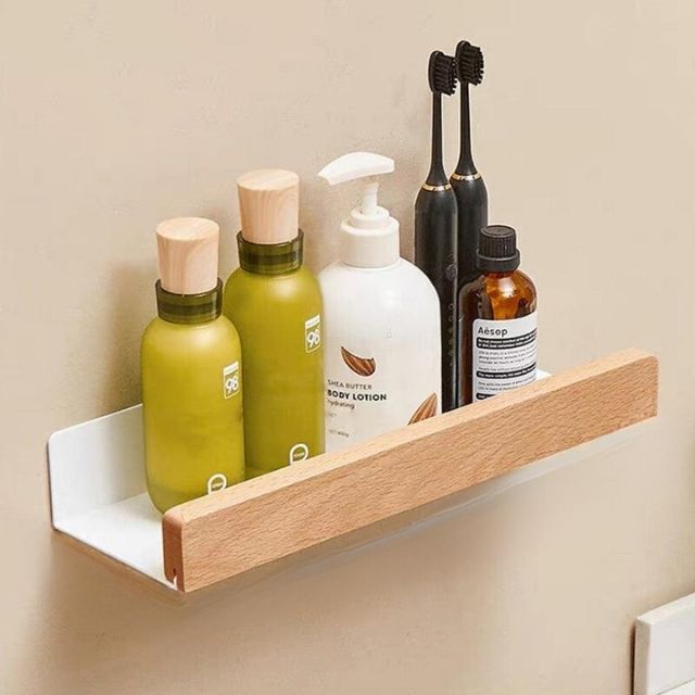 Virelle Maison - Étagère murale de salle de bain en bois massif | Virelle Maison