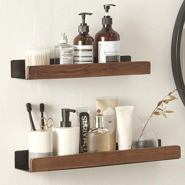 Virelle Maison - Étagère murale de salle de bain en bois massif | Virelle Maison