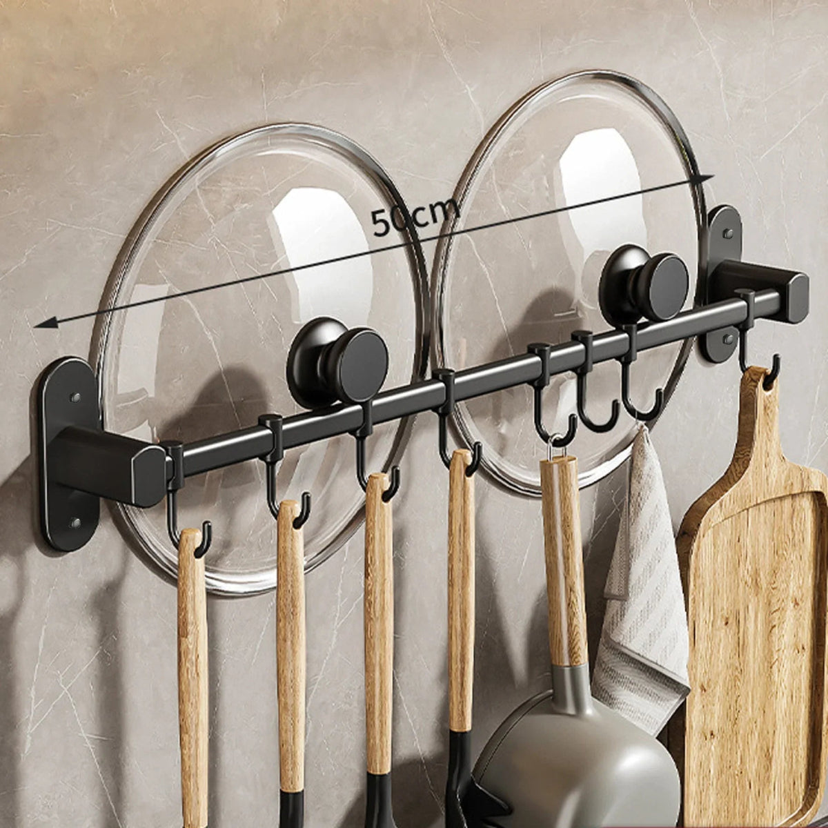 Virelle Maison - Étagère murale en acier noir pour ustensiles de cuisine | Virelle Maison