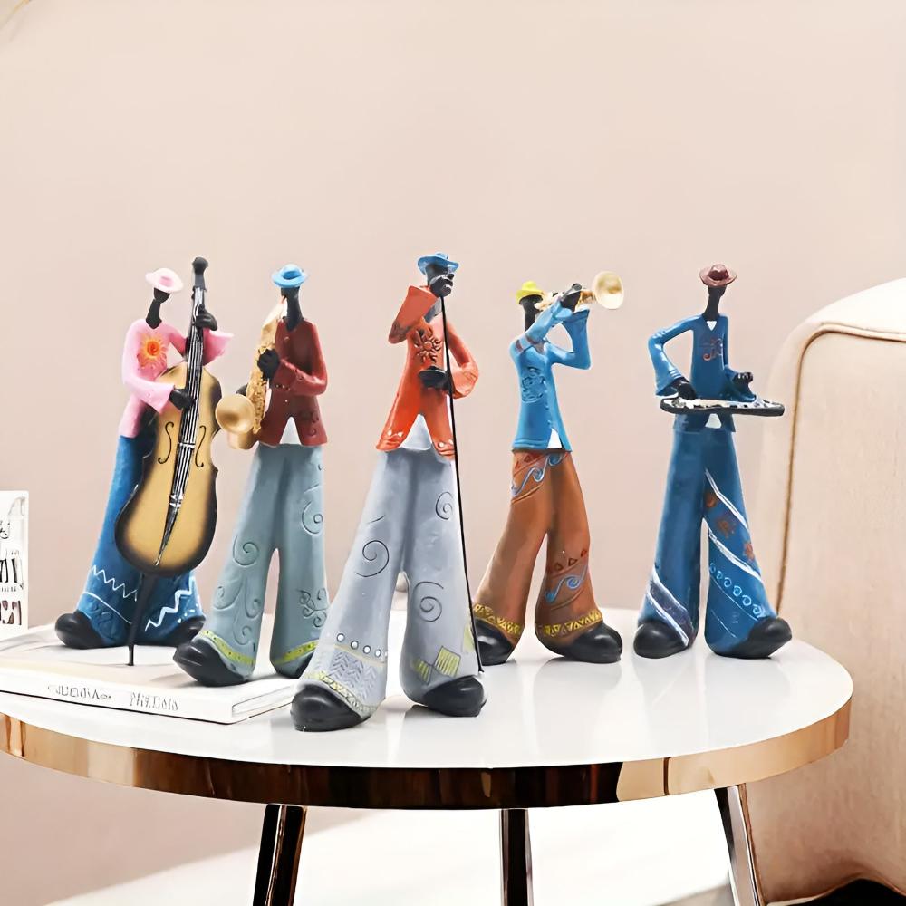 Virelle Maison - Figurine décorative en résine musiciens jazz