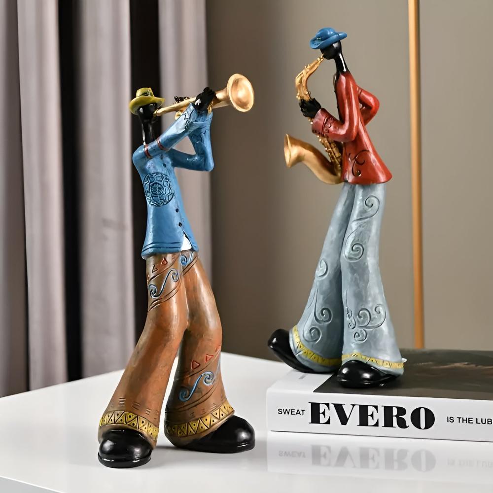 Virelle Maison - Figurine décorative en résine musiciens jazz