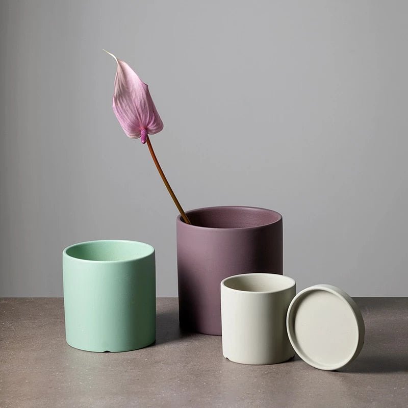 Cache-pot en céramique mate avec soucoupe | Virelle Maison