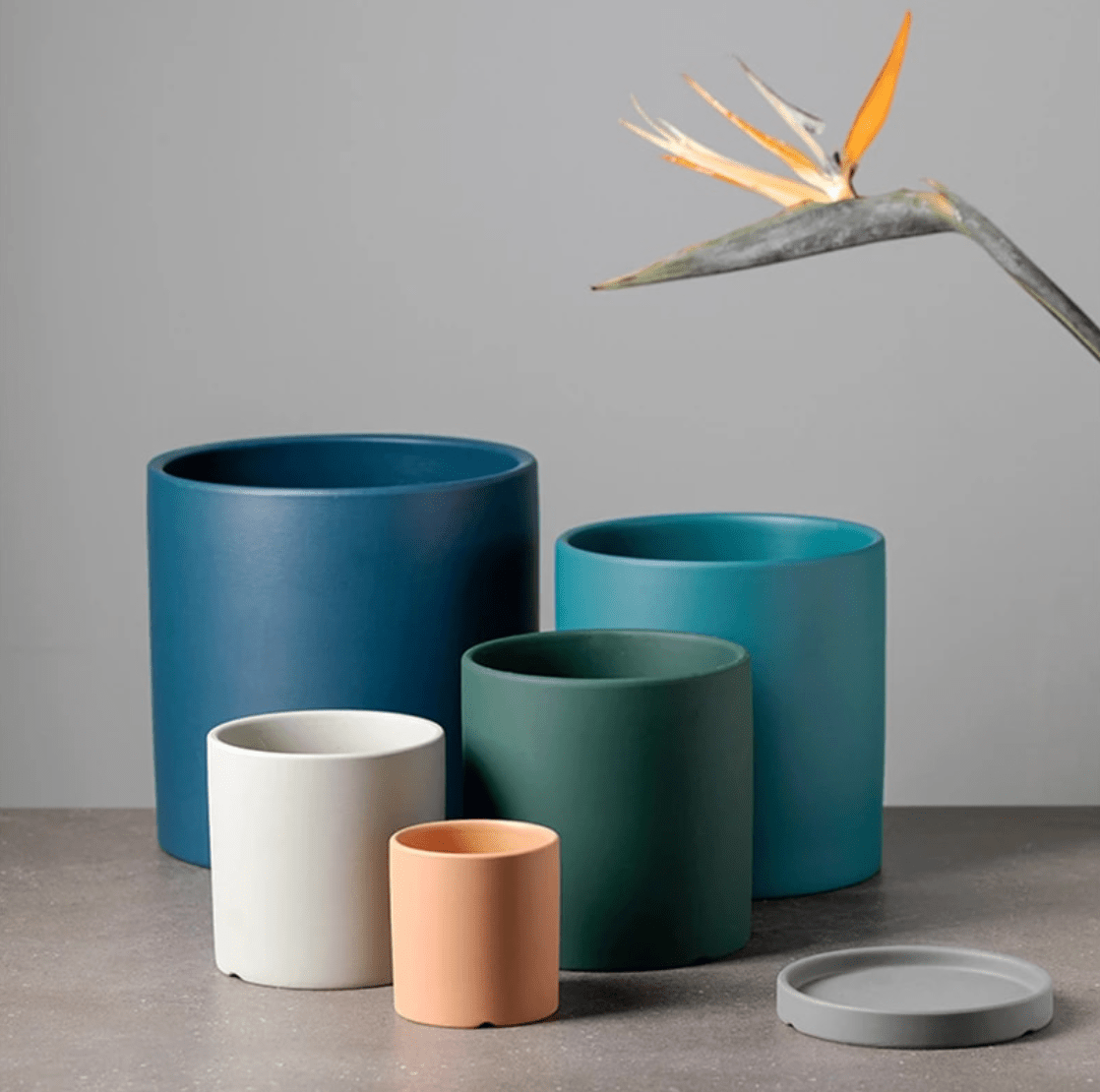 Cache-pot en céramique mate avec soucoupe | Virelle Maison