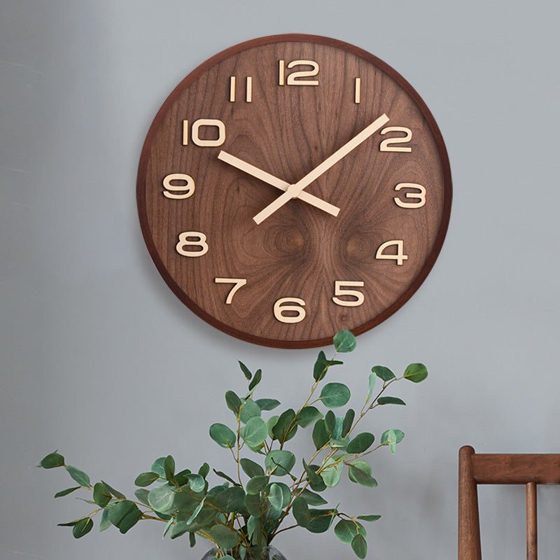 Virelle Maison - Horloge murale en noyer massif à mouvement silencieux | Virelle Maison