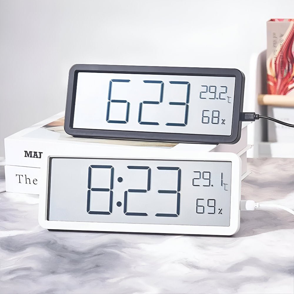 Virelle Maison - Horloge murale LED en acrylique avec affichage température et humidité