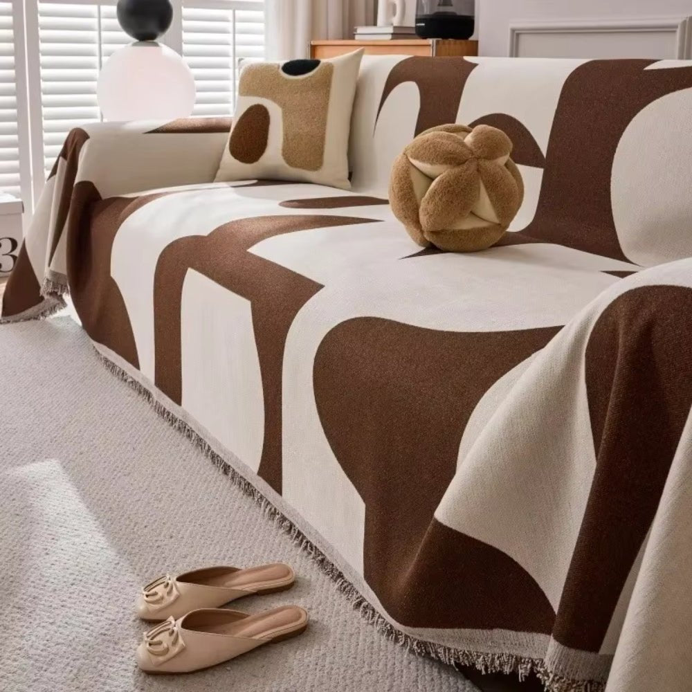 Virelle Maison - Housse de canapé en chenille texturée à motif jacquard bohème | Virelle Maison