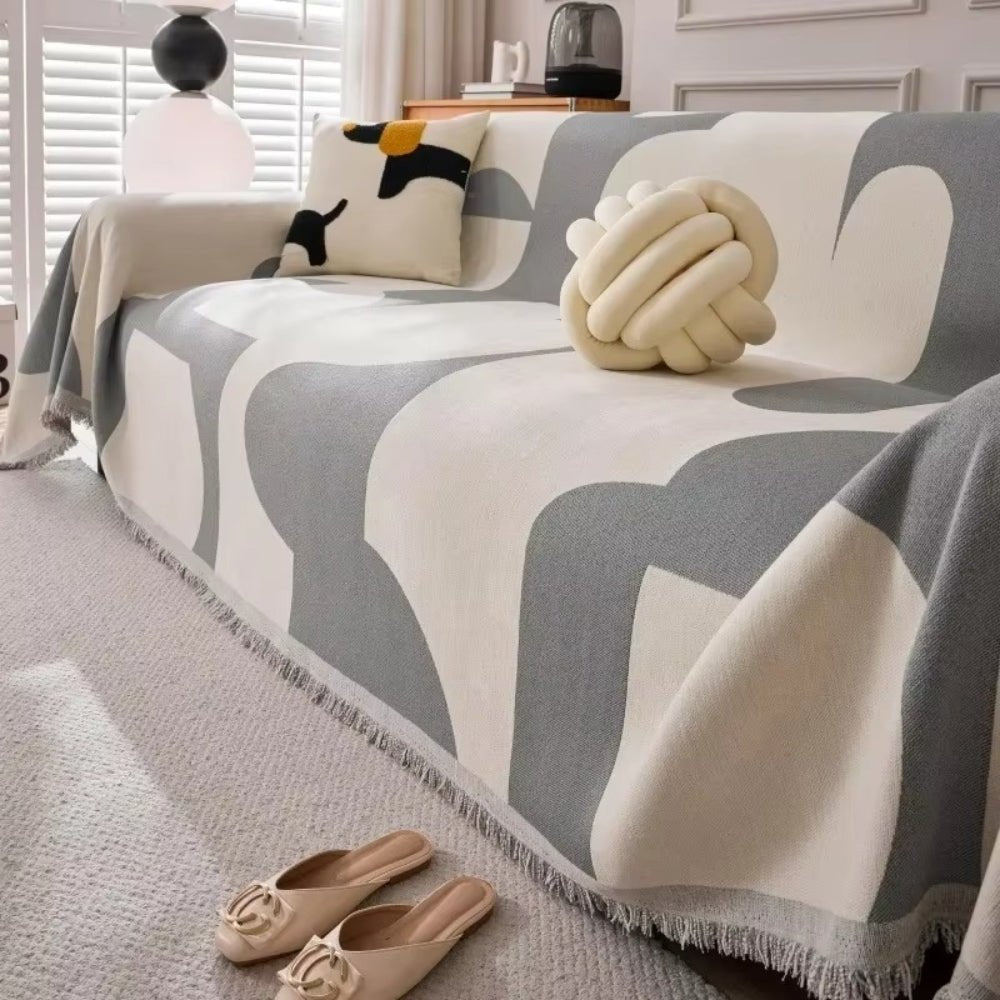 Virelle Maison - Housse de canapé en chenille texturée à motif jacquard bohème | Virelle Maison