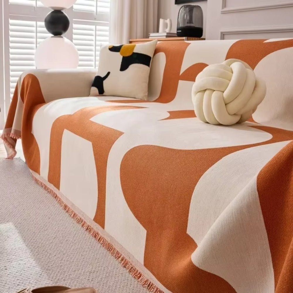 Virelle Maison - Housse de canapé en chenille texturée à motif jacquard bohème | Virelle Maison