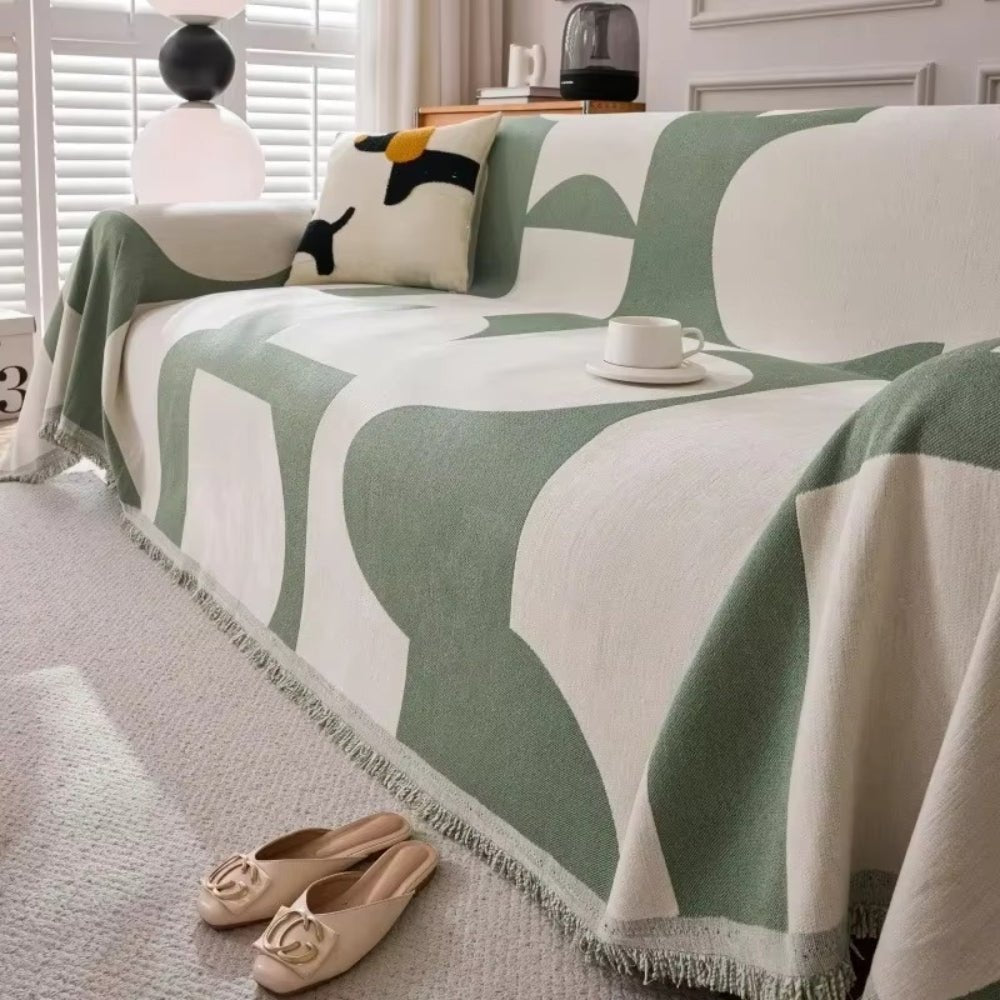Virelle Maison - Housse de canapé en chenille texturée à motif jacquard bohème | Virelle Maison