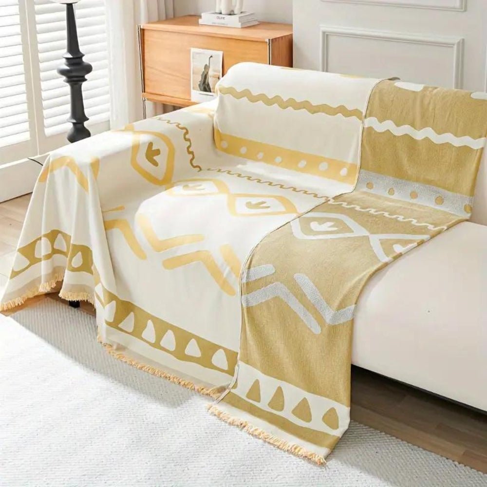 Virelle Maison - Housse de canapé réversible en chenille – Motif bohème texturé | Virelle Maison