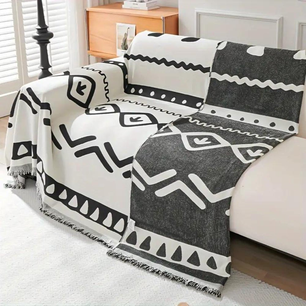 Virelle Maison - Housse de canapé réversible en chenille – Motif bohème texturé | Virelle Maison
