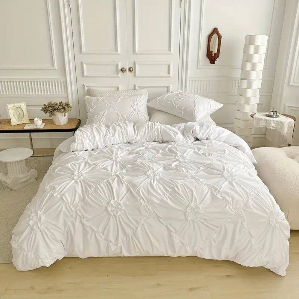 Virelle Maison - Housse de couette texturée à plis floraux en coton mélangé | Virelle Maison