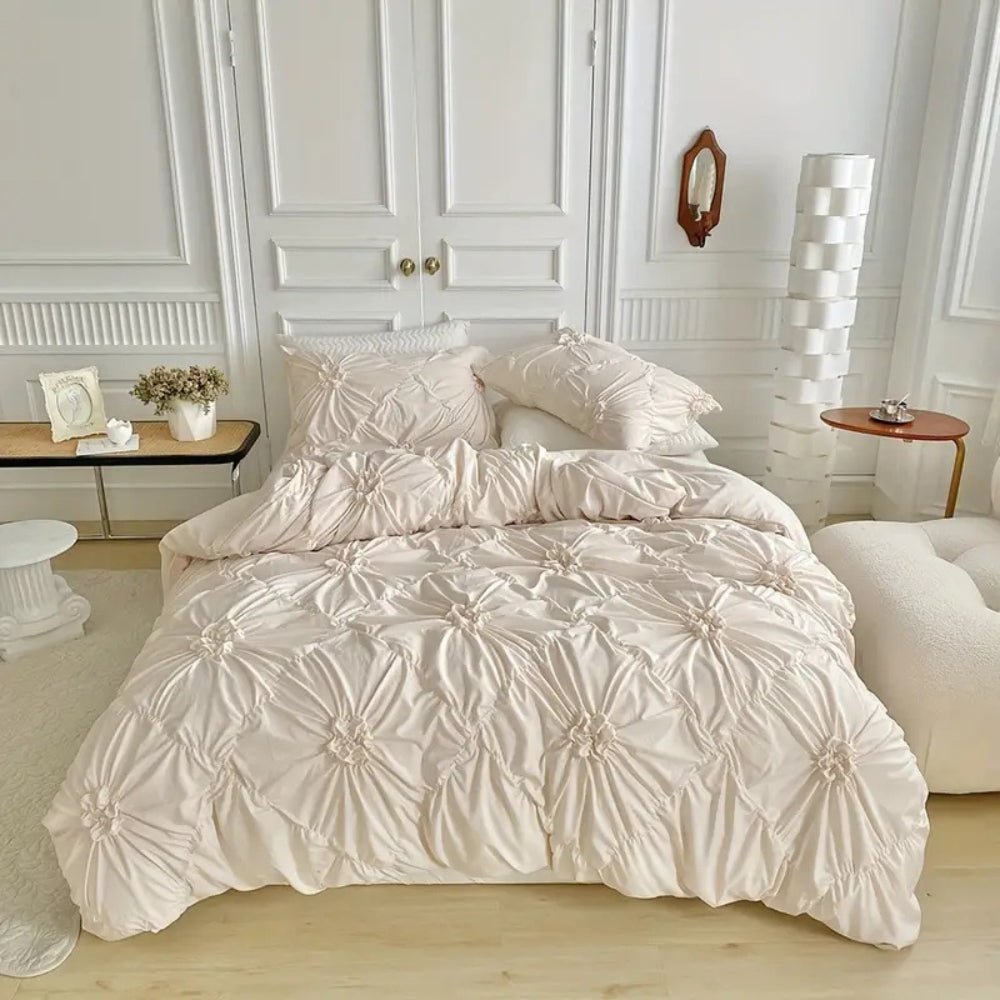Virelle Maison - Housse de couette texturée à plis floraux en coton mélangé | Virelle Maison
