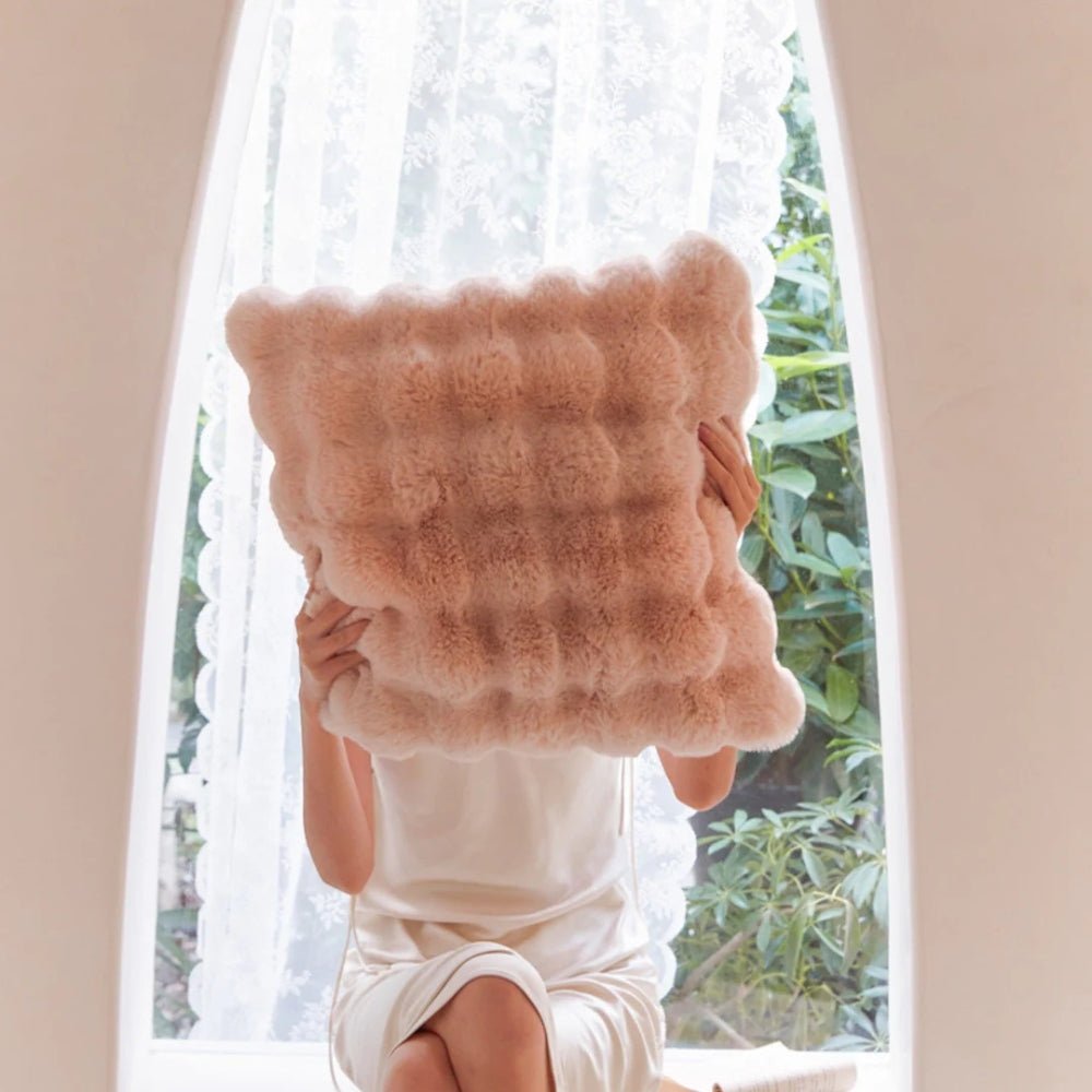 Virelle Maison - Housse de coussin décoratif en fausse fourrure douce