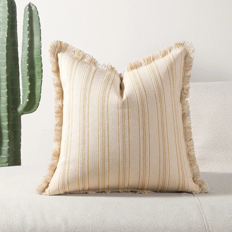 Virelle Maison - Housse de coussin jacquard à franges en coton mélangé | Virelle Maison