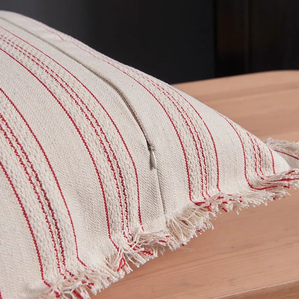 Virelle Maison - Housse de coussin jacquard à franges en coton mélangé | Virelle Maison