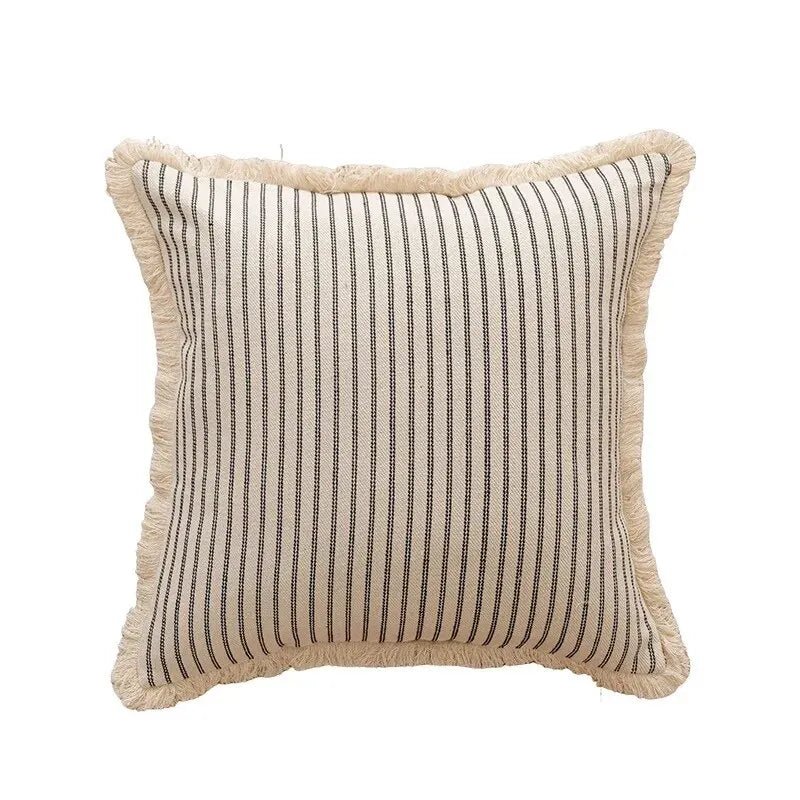 Virelle Maison - Housse de coussin jacquard avec finition volantée blanche | Virelle Maison