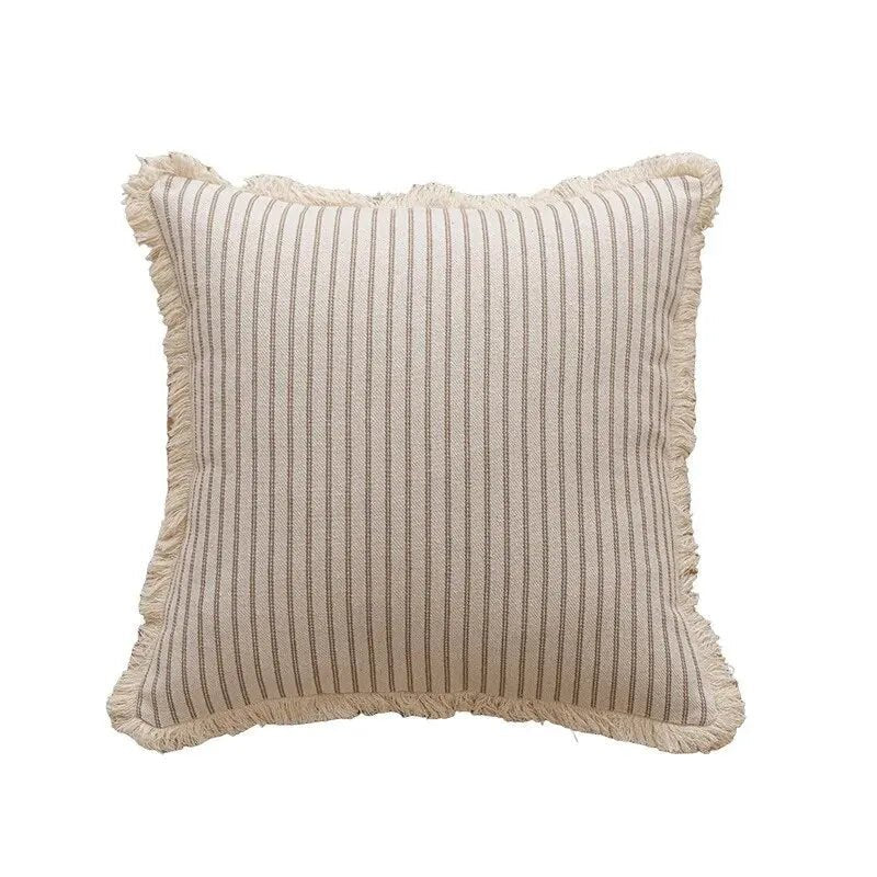 Virelle Maison - Housse de coussin jacquard avec finition volantée blanche | Virelle Maison
