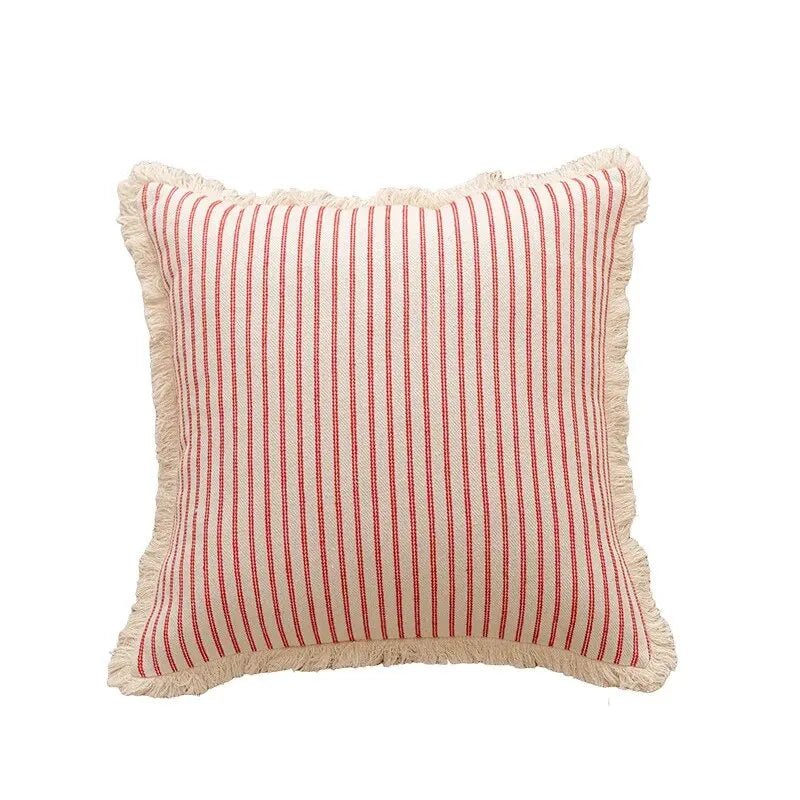 Virelle Maison - Housse de coussin jacquard avec finition volantée blanche | Virelle Maison
