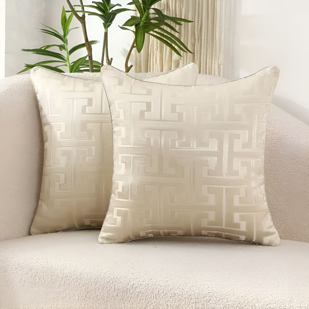 Virelle Maison - Housse de coussin jacquard en velours texturé 45×45 cm