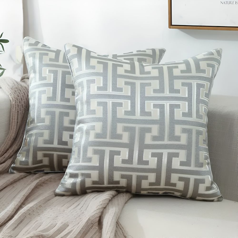 Virelle Maison - Housse de coussin jacquard en velours texturé 45×45 cm