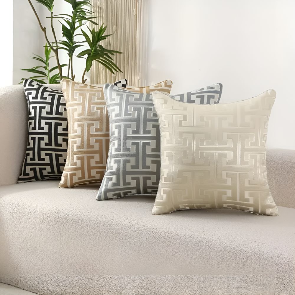 Virelle Maison - Housse de coussin jacquard en velours texturé 45×45 cm
