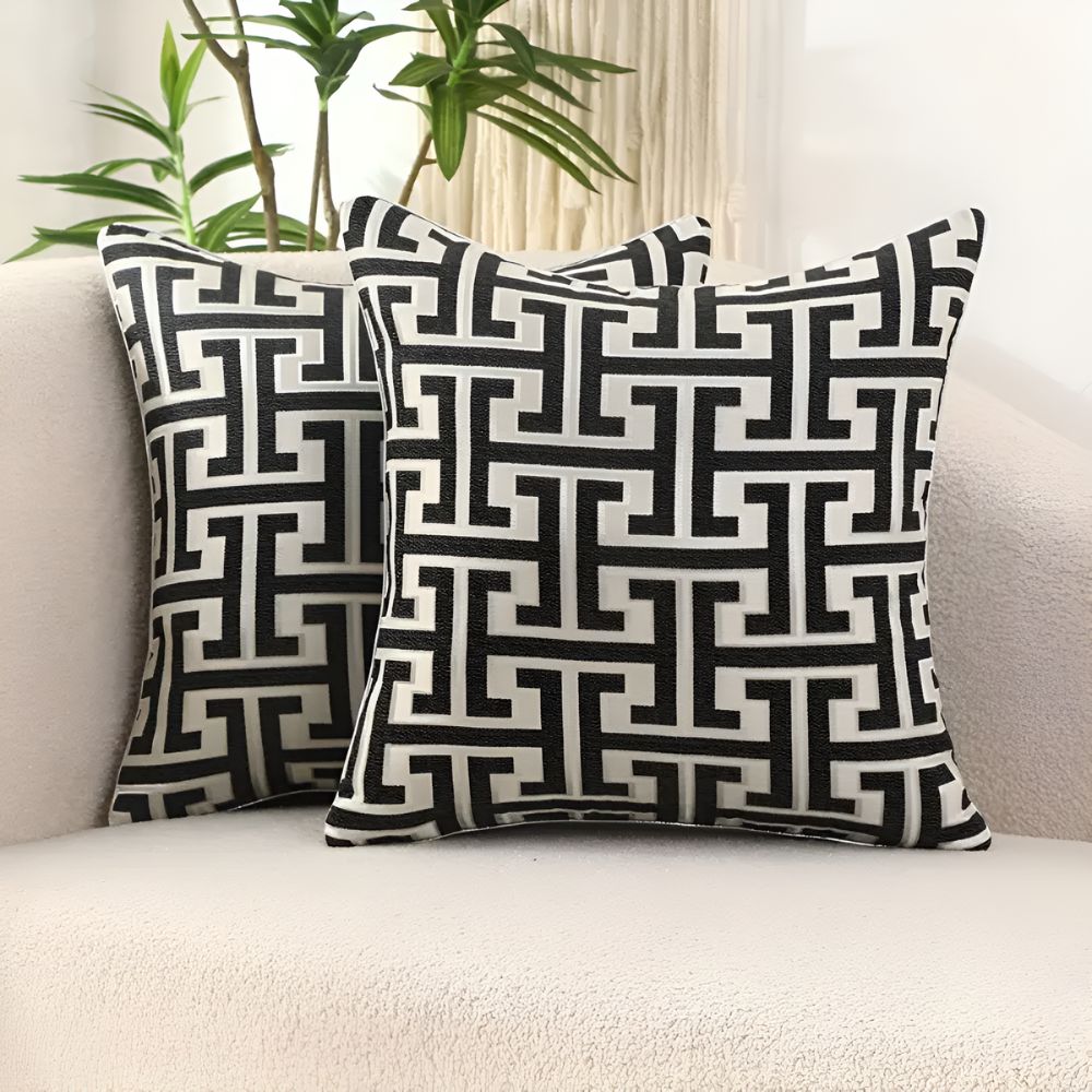 Virelle Maison - Housse de coussin jacquard en velours texturé 45×45 cm