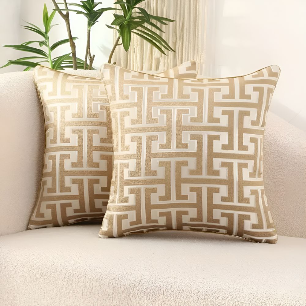 Virelle Maison - Housse de coussin jacquard en velours texturé 45×45 cm