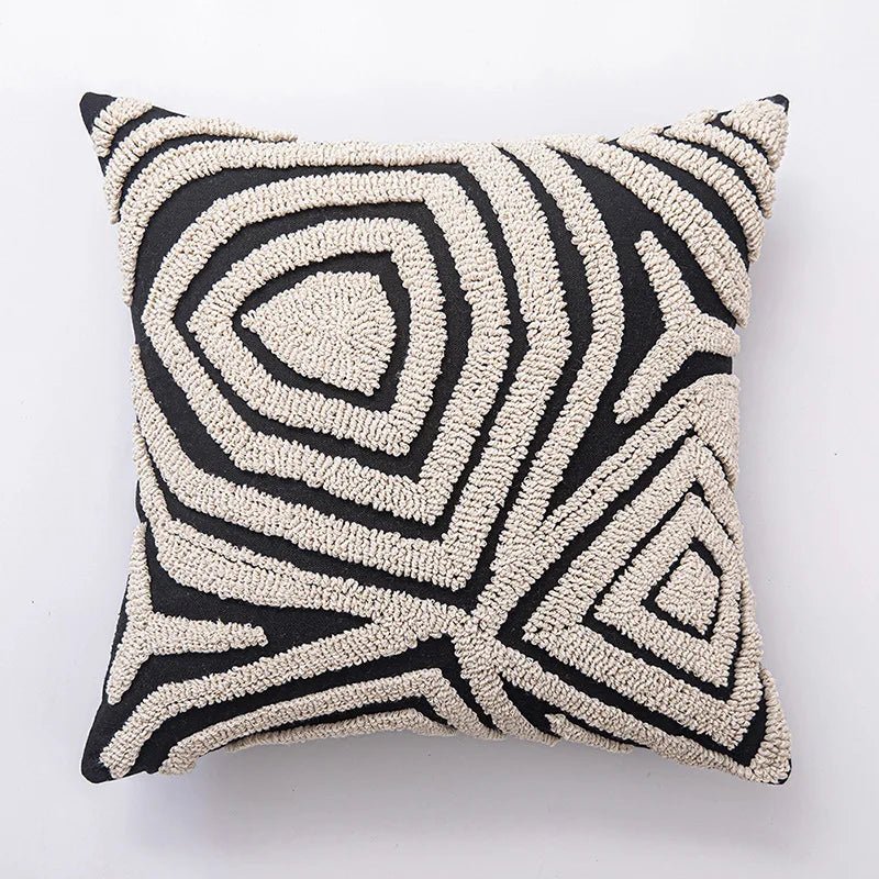Virelle Maison - Housse de coussin tuftée en coton – Motif géométrique moderne | Virelle Maison
