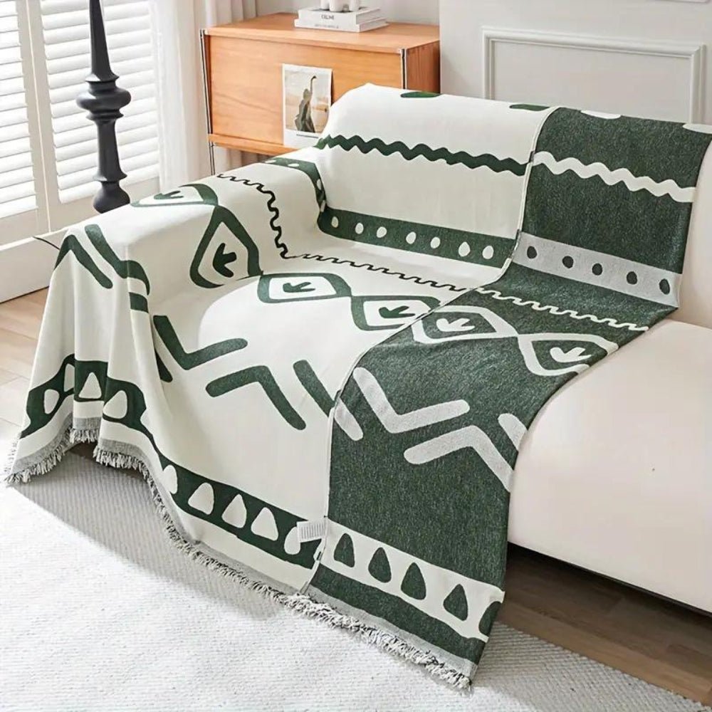 Virelle Maison - Jeté de canapé réversible en chenille douce, motif bohème | Virelle Maison