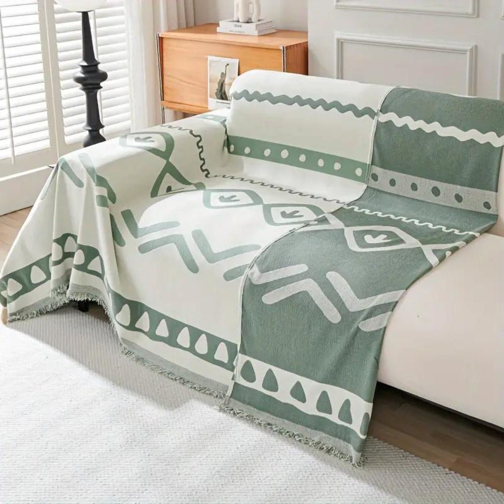 Virelle Maison - Jeté de canapé réversible en chenille douce, motif bohème | Virelle Maison