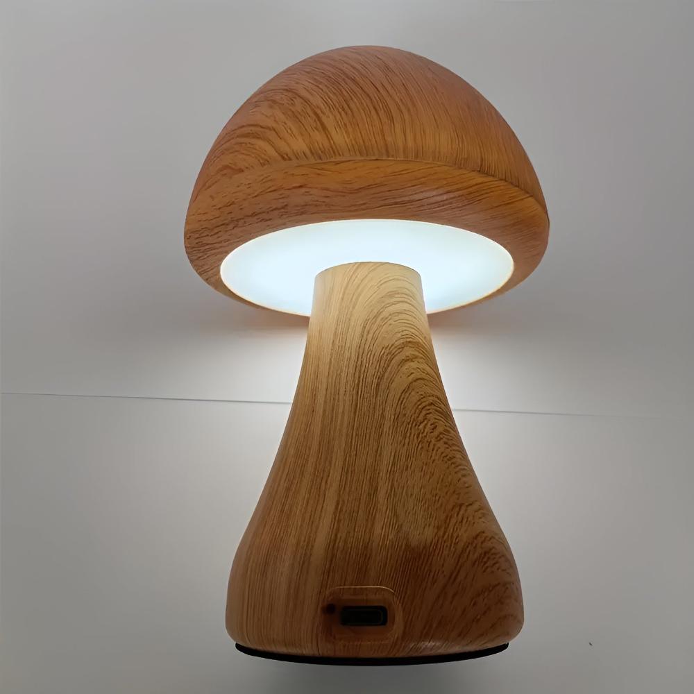 Virelle Maison - Lampe de table champignon en bois avec éclairage LED réglable